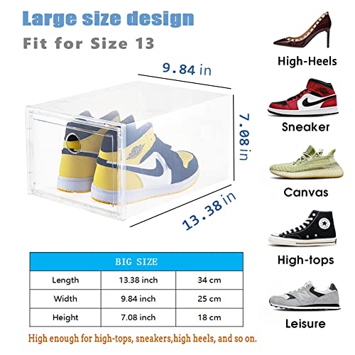 AOHMPT 18 Pack Clear Shoe Organizer Stackable Shoe Box Foldable Storage Bins Shoe Container Box Large Size Shoe Bins