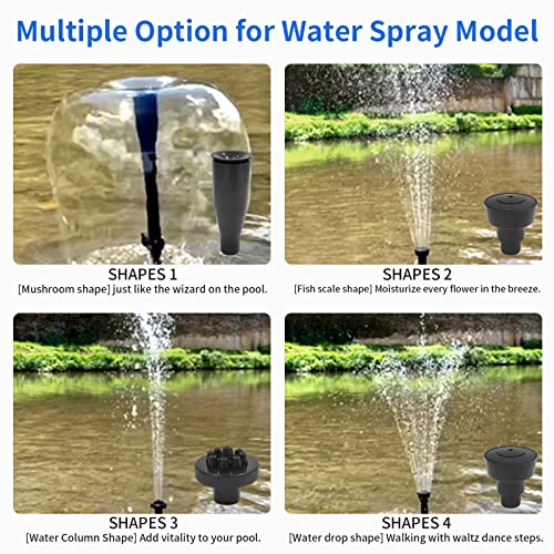 15W 1000L/H Submersible Fountain Water Pump with 12 Colorful LED Lights, Mushroom and Blossom Spray Head for Aquarium Fish Tank, Pond,Outdoor Fountain, Water Feature, Statuary Gardens