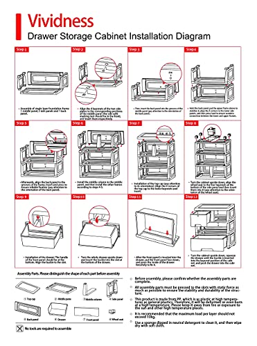 Vividness Plastic Drawers Dresser,Tall Dresser,Sturdy Organizer Unit,Easy Pull Closet Drawers,Storage Cabinet for Clothing,Nursery,Bedroom-6 Drawers (London)