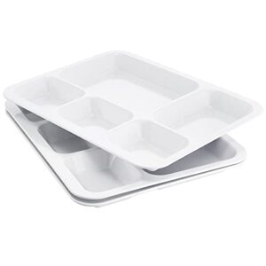 divided plates melamine 5-compartment white serving tray, 13.3 x 10.83 inches, 3 pcs, pfw-1331083-03