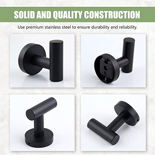 Angle Simple Bathroom Towel Hook Matte Black, Stainless Steel Shower Towel Holder, Kitchen Towel Hanger, Round Robe Hook for Wall