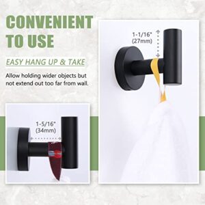 Angle Simple Bathroom Towel Hook Matte Black, Stainless Steel Shower Towel Holder, Kitchen Towel Hanger, Round Robe Hook for Wall