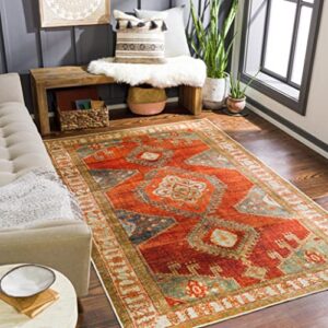 artistic weavers leupp washable medallion area rug, 5' x 7'6", red/orange