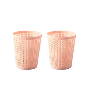 hoirix 2pack mini wastebasket round plastic small desktop trash can garbage bin for bathrooms,kitchens, home offices (color : pink, size : 2pack)