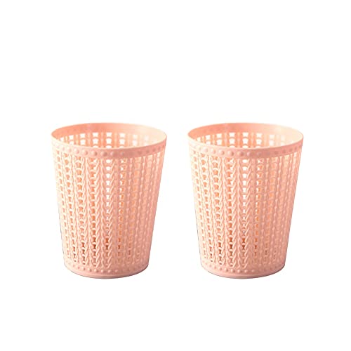 HOIRIX 2Pack Mini Wastebasket Round Plastic Small Desktop Trash Can Garbage Bin for Bathrooms,Kitchens, Home Offices (Color : Pink, Size : 2Pack)