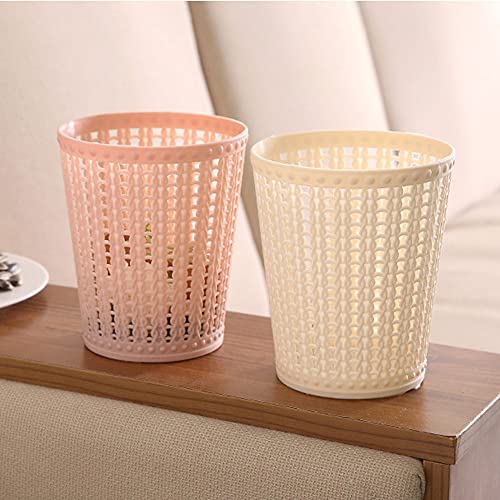 HOIRIX 2Pack Mini Wastebasket Round Plastic Small Desktop Trash Can Garbage Bin for Bathrooms,Kitchens, Home Offices (Color : Pink, Size : 2Pack)