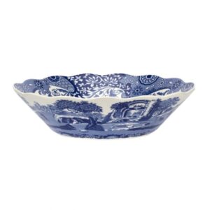 Spode Blue Italian Daisy Bowl | Serve Pasta, Salad, Or Soup | Scalloped Edge Design | Made of Porcelain | Measures 10-Inches | Dishwasher Safe (Blue/White)