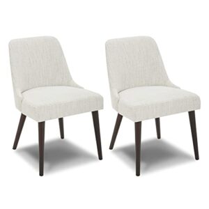 chita mid-century modern dining chair, upholstered fabric accent chair,set of 2, ivory