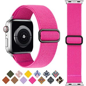 greatfine stretchy solo loop strap compatible with apple watch band 38mm 40mm 41mm,elastic nylon braided band&adjustable buckle women men sport strap for iwatch series 8 7 6 5 4 3 2 1 se ultra,h pink