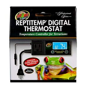 zoomed repti-temp digital reptile thermostat | includes attached dbdpet pro-tip guide - controls terrarium temperatures, heat mat, heat tape and more!