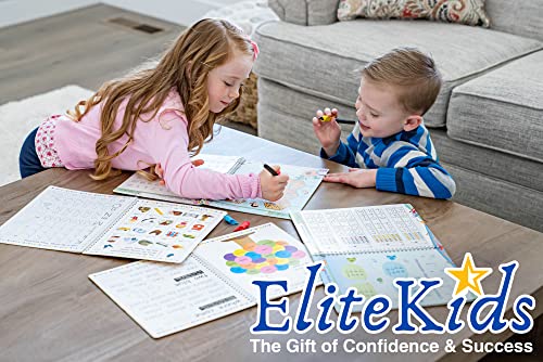 Premium Edition 11x8.5 Inch EliteKids Large Magic Practice Copybook for Kids- Kindergarten Numbers and Math 2-Book Set, Preschool K-1 Groove Number Math Workbooks with Magical Pens