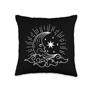 livehappy moon stars minimalist modern art throw pillow, 16x16, multicolor