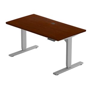 progressive desk standing desk electric 48x30, dual motor 3 stages height adjustable stand up desk - dark cherry/grey frame