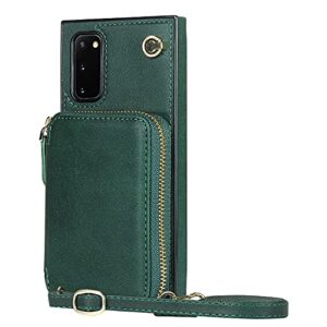 crossbody wallet case for samsung galaxy s20,wallet phone case with card holder,kickstand,magnetic closure,zipper phone purse,strap