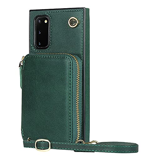 Crossbody Wallet Case for Samsung Galaxy S20,Wallet Phone Case with Card Holder,Kickstand,Magnetic Closure,Zipper Phone Purse,Strap