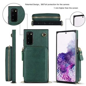 Crossbody Wallet Case for Samsung Galaxy S20,Wallet Phone Case with Card Holder,Kickstand,Magnetic Closure,Zipper Phone Purse,Strap