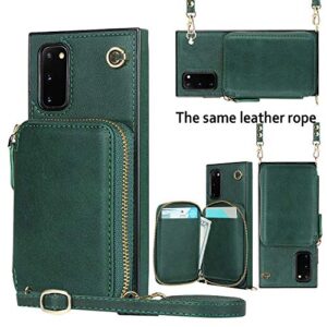 Crossbody Wallet Case for Samsung Galaxy S20,Wallet Phone Case with Card Holder,Kickstand,Magnetic Closure,Zipper Phone Purse,Strap