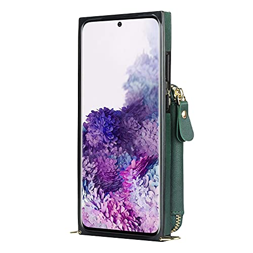 Crossbody Wallet Case for Samsung Galaxy S20,Wallet Phone Case with Card Holder,Kickstand,Magnetic Closure,Zipper Phone Purse,Strap