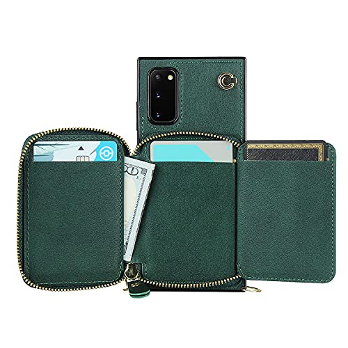 Crossbody Wallet Case for Samsung Galaxy S20,Wallet Phone Case with Card Holder,Kickstand,Magnetic Closure,Zipper Phone Purse,Strap