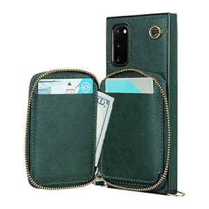 Crossbody Wallet Case for Samsung Galaxy S20,Wallet Phone Case with Card Holder,Kickstand,Magnetic Closure,Zipper Phone Purse,Strap