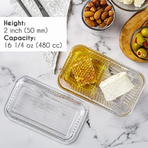Crystalia Divided Glass Food Storage Containers with Lid, 2 Compartment Glass Meal Prep Containers for Butter and Honey, Lunch, Snacks, Leftovers, Divided Storage Glassware, 13.7 oz