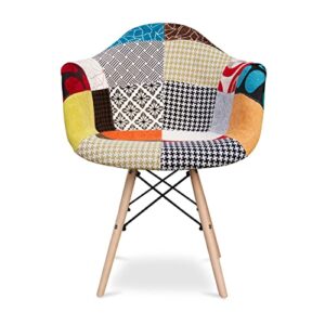 aron living pyramid 17.5" cotton and wood armchair in multi-color