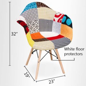 Aron Living Pyramid 17.5" Cotton and Wood Armchair in Multi-Color