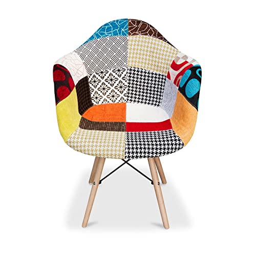 Aron Living Pyramid 17.5" Cotton and Wood Armchair in Multi-Color