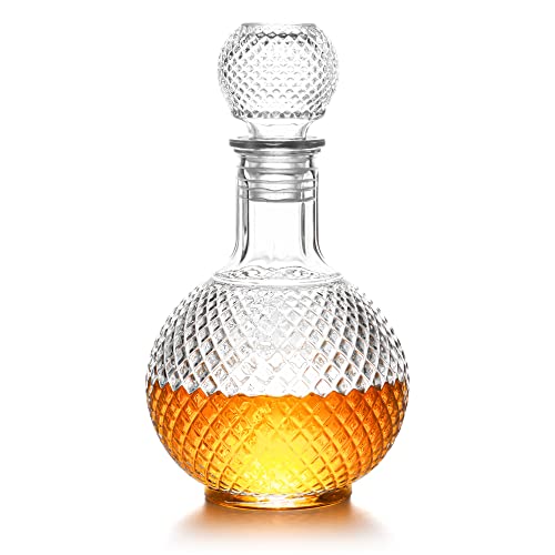 Gifts for Men Dad,Glass Liquor Decanter with Airtight Globe Stopper, Whiskey Decanter for Alcohol, Wine, Mouthwash, Bourbon, Brandy, Liquor, Juice| 33.81 oz