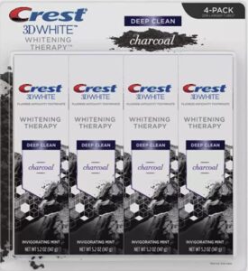 crest 3d white whitening therapy charcoal deep clean fluoride toothpaste , 4 ct (4)
