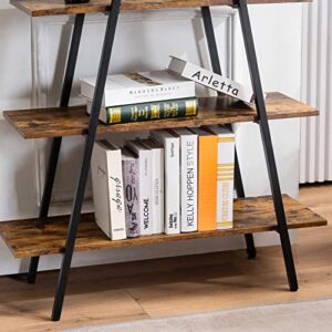 YOUDENOVA 5-Tier Ladder Bookshelf, Industrial A-Shaped Bookcase, Tall Ladder Shelf Storage Organizer for Living Room, Home Office, Black