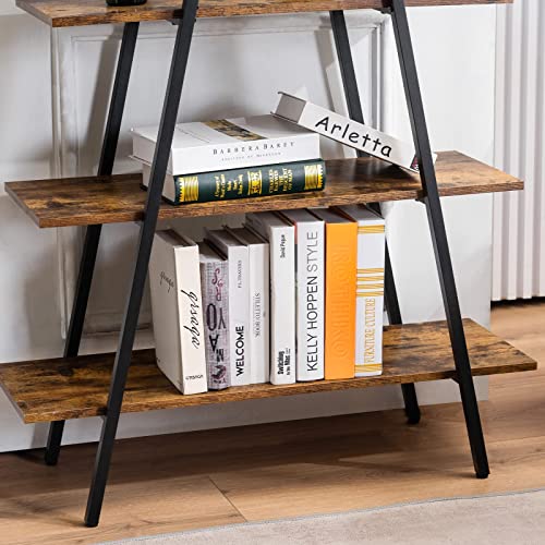 YOUDENOVA 5-Tier Ladder Bookshelf, Industrial A-Shaped Bookcase, Tall Ladder Shelf Storage Organizer for Living Room, Home Office, Black