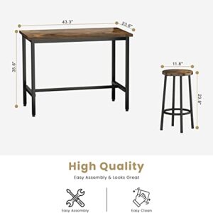 MIERES 5 Pcs Dining Table Set, kitchen Table and Chairs for 4 Kitchen Counter with Bar Height Stools, Ideal for Pub︱Home︱Farmhouse Restaurant︱Cafe, MDF Top & Steel Frame