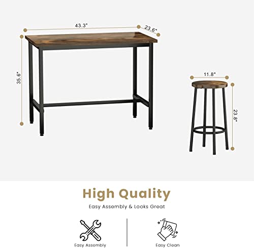 MIERES 5 Pcs Dining Table Set, kitchen Table and Chairs for 4 Kitchen Counter with Bar Height Stools, Ideal for Pub︱Home︱Farmhouse Restaurant︱Cafe, MDF Top & Steel Frame