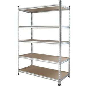 workpro 5-tier storage shelving unit, 48”w x 24”d x 72”h, adjustable storage rack heavy duty aluminum alloy shelf, 2750 lbs load capacity (total), for garage, kitchen, bathroom, warehouse, w082061