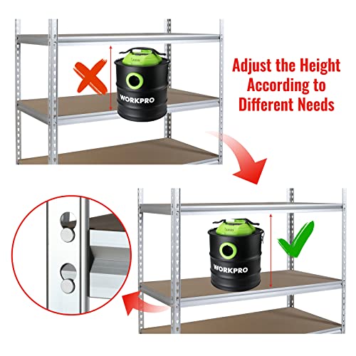 WORKPRO 5-Tier Storage Shelving Unit, 48”W x 24”D x 72”H, Adjustable Storage Rack Heavy Duty Aluminum Alloy Shelf, 2750 lbs Load Capacity (Total), for Garage, Kitchen, Bathroom, Warehouse, W082061