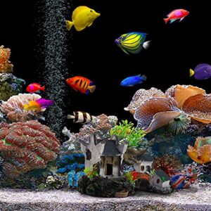 Aquarium Decorations House, Fish Tank Decor Resin Fish Cave Hideout Betta Fish Log Accessories Hollow House Small Fish Hideaway for Betta, Small Lizards, Reptiles