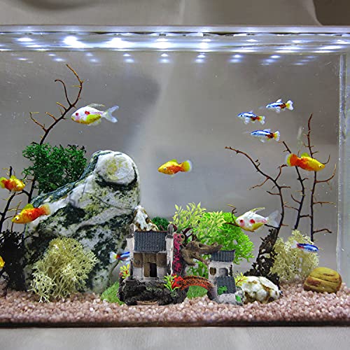 Aquarium Decorations House, Fish Tank Decor Resin Fish Cave Hideout Betta Fish Log Accessories Hollow House Small Fish Hideaway for Betta, Small Lizards, Reptiles