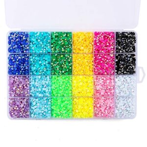 Sunfairy 24000Pc 4mm Nail Art Rhinestones Mixed Colors Round Gemstone Glitter Crystal Nail Flat Jelly Rhinestones Shiny Colorful Nail Stone Gems Design Flatback Rhinestone Kit for Nail Crafts