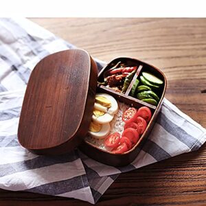 XSZSY Wooden Lunch Box,Japanese Wooden Bento Boxes with Chopsticks and Spoon 3 Containers for Kids Girls Boys Adult at School Work