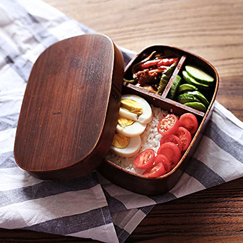 XSZSY Wooden Lunch Box,Japanese Wooden Bento Boxes with Chopsticks and Spoon 3 Containers for Kids Girls Boys Adult at School Work