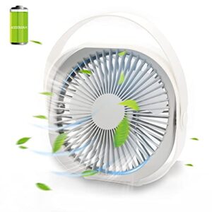 novelth box fan usb 8 inch portable table fan with 3 speeds ultra quiet mini personal fans 4000mah rechargeable battery powered for home office bedroom and travel, white, 20×20×6.6 cm