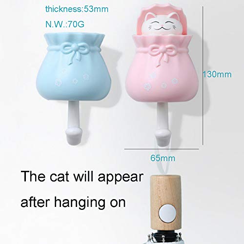 Tikapo Pee-A-Boo Cute Cat Punch Free Adhesive Decorative Heavy Duty Wall Hook for Hanging cloth, Key, Towel, Bag, Hat; Utility Hooks for Home Garage Storage - 4 PCS