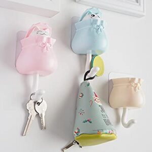 Tikapo Pee-A-Boo Cute Cat Punch Free Adhesive Decorative Heavy Duty Wall Hook for Hanging cloth, Key, Towel, Bag, Hat; Utility Hooks for Home Garage Storage - 4 PCS