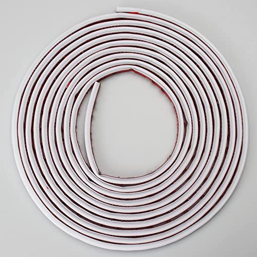 GANGDISE White Door Weather Stripping, Waterproof Self-adhisive Rubber Seal Strip for Doors and Windows Soundproof Insulation 19.68 Feet