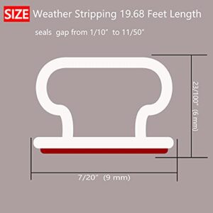 GANGDISE White Door Weather Stripping, Waterproof Self-adhisive Rubber Seal Strip for Doors and Windows Soundproof Insulation 19.68 Feet