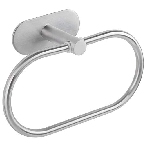 KITERS Towel Ring Towel Rack Hand Holder for Bathroom Self Adhesive No Drill SUS 304 Stainless Steel Brushed Nickel (Silvery)