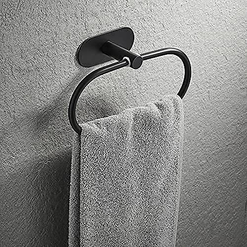 KITERS Towel Ring Towel Rack Hand Holder for Bathroom Self Adhesive No Drill SUS 304 Stainless Steel Brushed Nickel (Silvery)