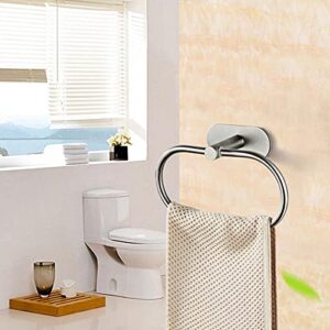 KITERS Towel Ring Towel Rack Hand Holder for Bathroom Self Adhesive No Drill SUS 304 Stainless Steel Brushed Nickel (Silvery)