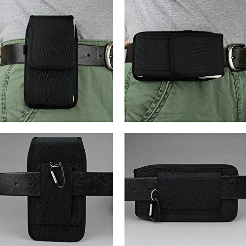 Nylon Cell Phone Holster Belt Case Pouch Holder Magnetic Cover for Samsung Galaxy A53 A52 5G A11 A33 S23 Plus S21 S20 FE S22+ S10 Plus, iPhone 14 Plus 14 Pro Max 13 Pro Max, Pixel 7 6 OnePlus Nord N20